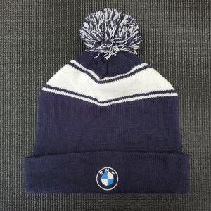 BMW Navy and White Knit Beanie